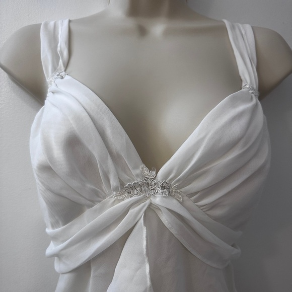 Blossom Intimates White Chiffon Babydoll Dress with Embellished Front XL - Picture 5 of 10